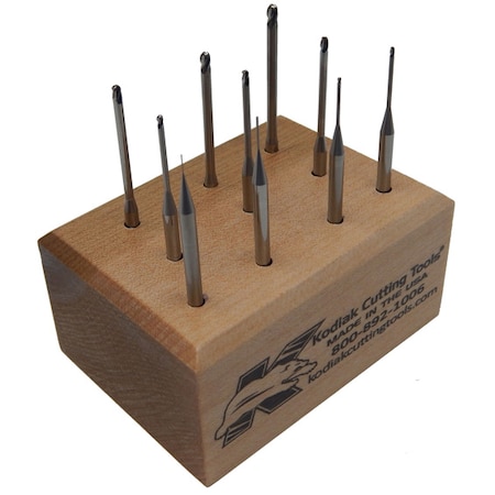 Kodiak Cutting Tools 10pc Micro Carbide Ball End Mill Set, Reach 3Xs DIA, LOC 1.5Xs DIA 56399908